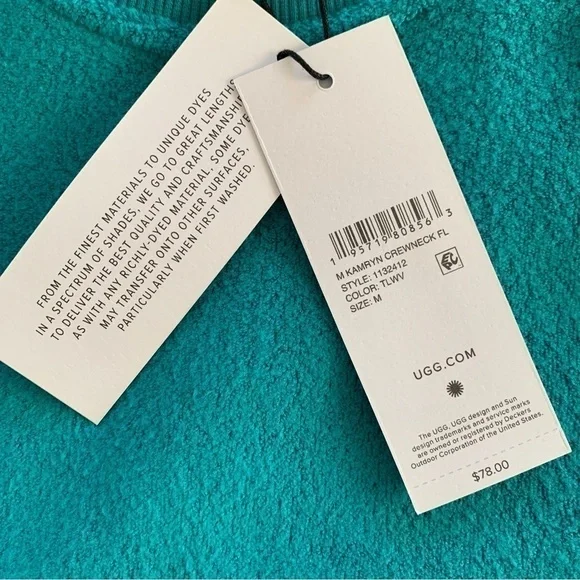 Ugg Men’s Kamryn Woven Fleece sweater Crewneck Marina Blue Logo Size Medium NWT - Picture 8 of 9